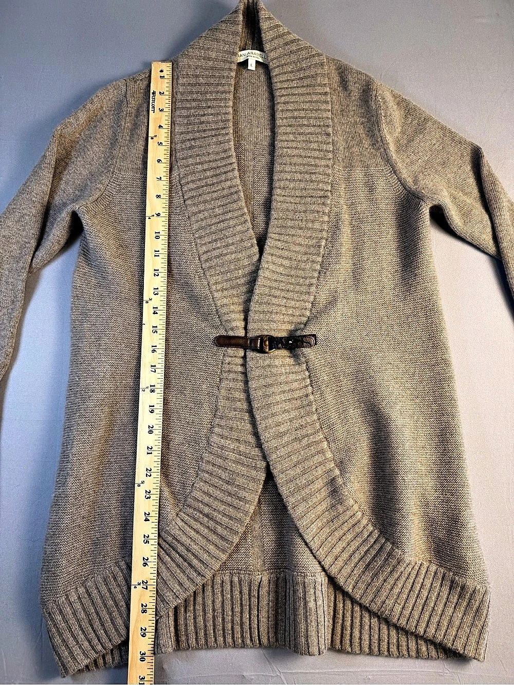 Rani Arabella Cashmere Cardigan in Brown Size Large With Leather Bit Closure - Picture 3 of 11